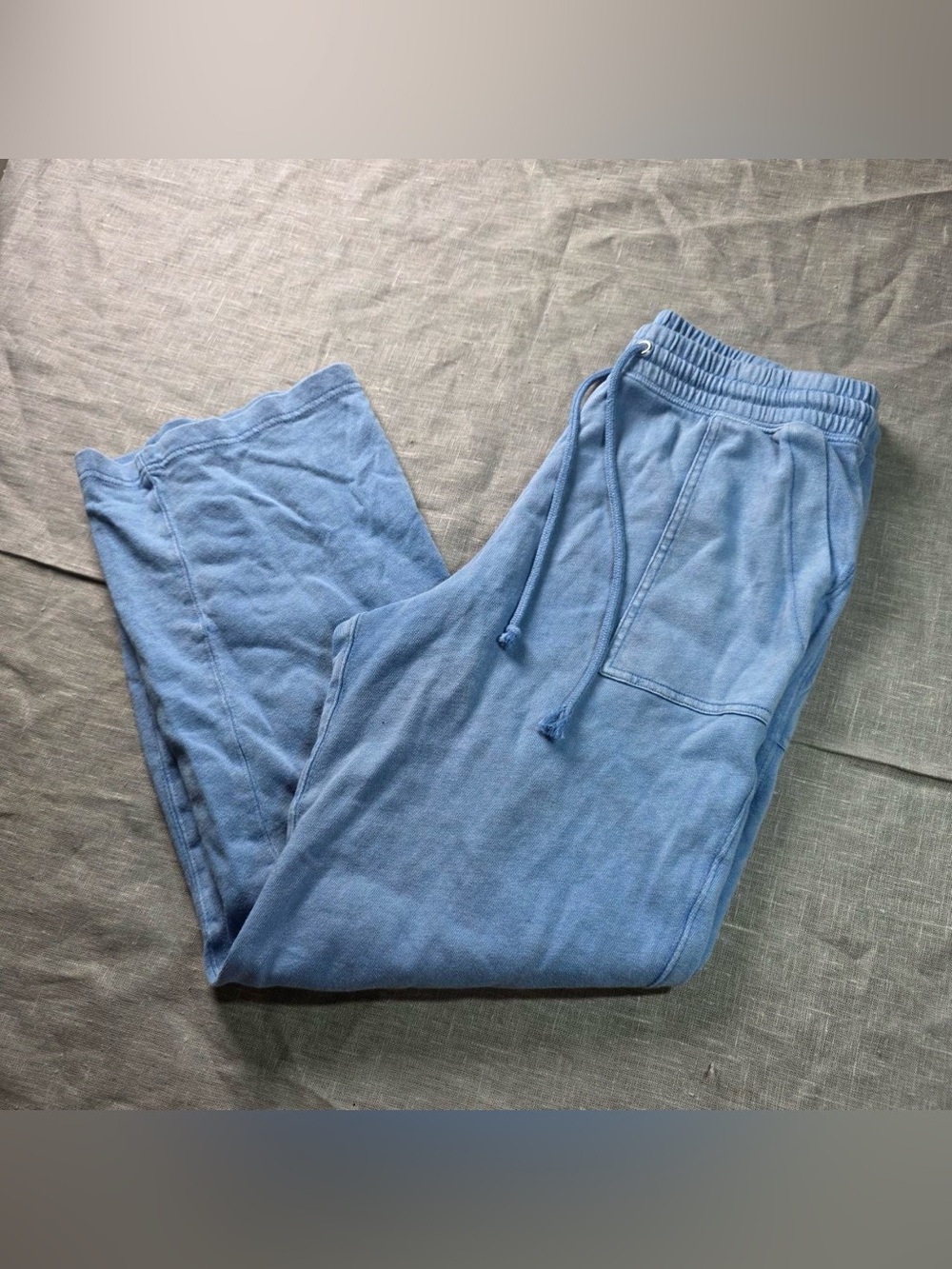 J. Crew Wide Leg French Terry Sweatpants Womens Medium Light Blue Drawstring
